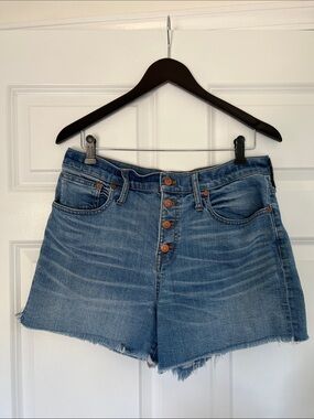 Madewell High-Rise Button-Fly Denim Shorts - Light Blue